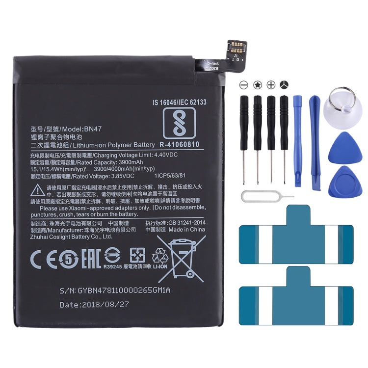3900mAh BN47 Lithium Polymer Battery for Xiaomi Redmi 6 Pro, Redmi 6 Pro 3900mAh BN47 Lithium Polymer Battery for Xiaomi Redmi 6 Pro, Redmi 6 Pro